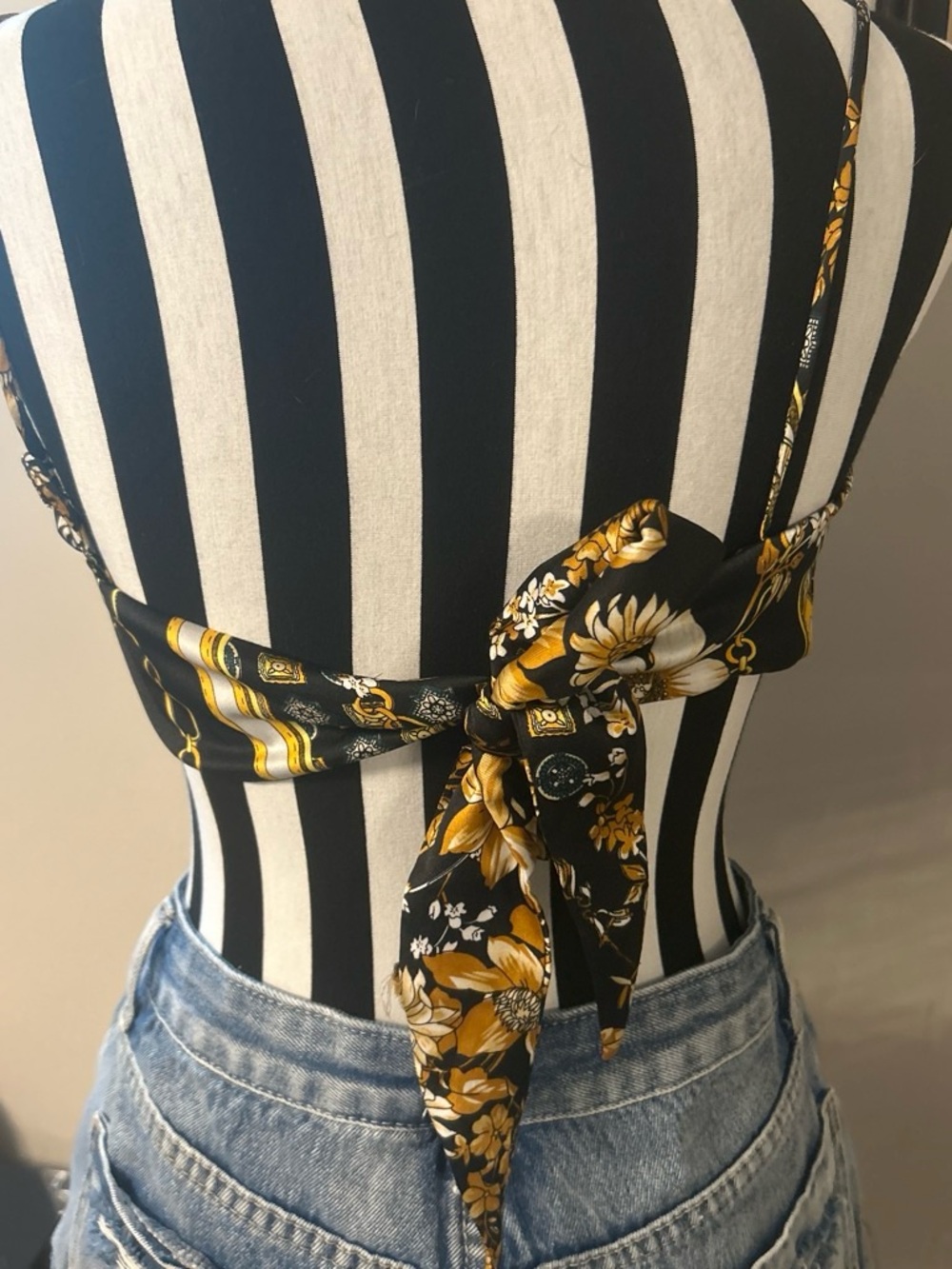 Princess Poly Black & Gold Floral handkerchief Top - Picture 3 of 7